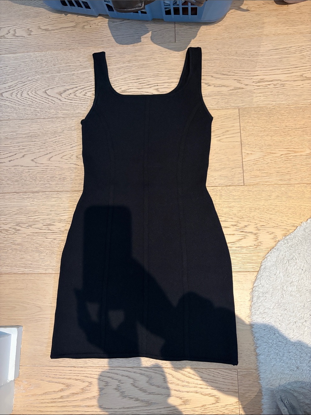 Babaton Black Square-Neck Mini Dress